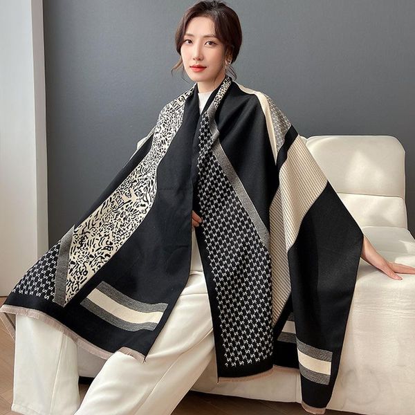

scarves autunm winter lady cashmere pashmina scarf female all-match travel shawl women reversible tassels bufanda mujer, Blue;gray