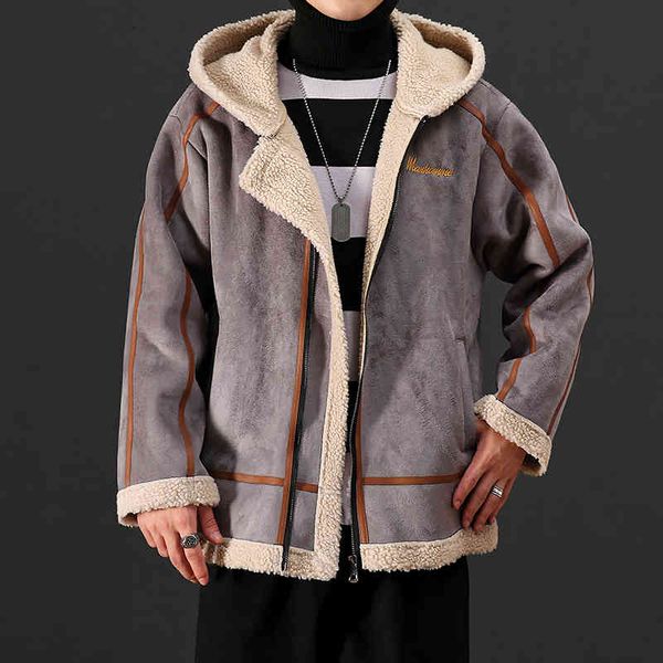 

men's jackets yasuguoji new winter jacket of the men thick wool velvet with hoodie shredded warm zipper parka man s thv0, Black;brown