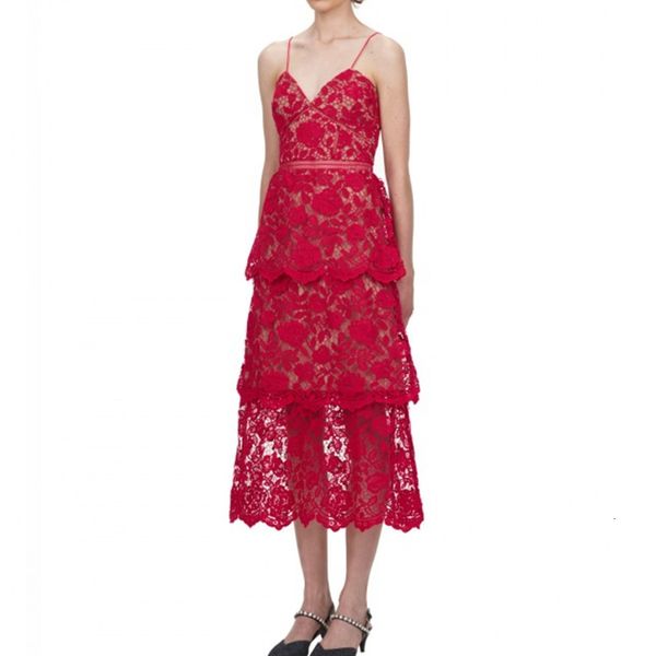 

casual dresses woman party night hollow out v neck backless strapless midi red ladies cake lace christmas sh5q, Black;gray