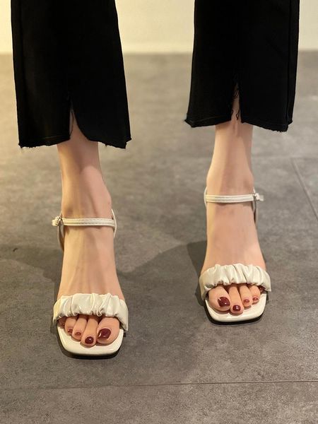 

sandals brand women's crystal with rough transparent and heel pvc high-heeled fashion shoes, Black
