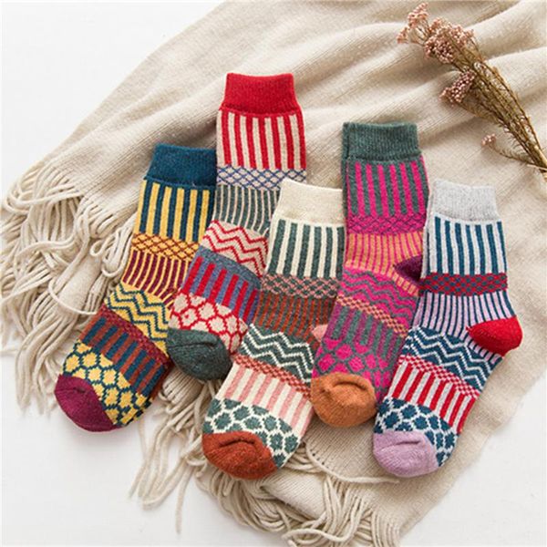 

socks & hosiery winter double thick ladies wool christmas women warm cashmere clothing accessories, Black;white