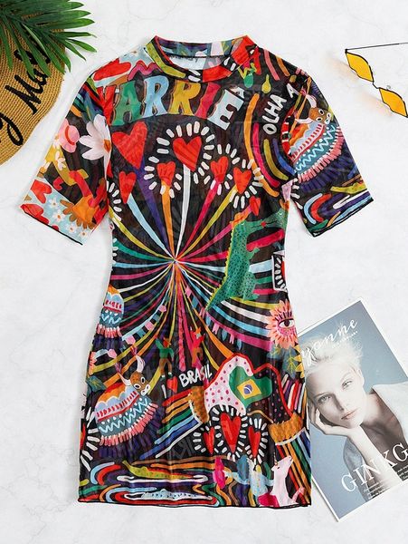 

allover print cover up w3bd#, White;black