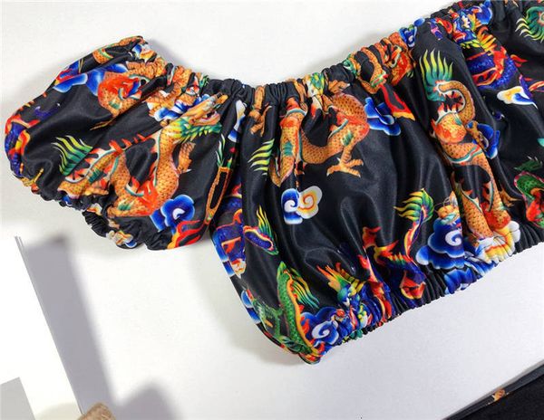 

women's women swimwear summer dragon letter chinese 2pcs bikinis set womens style clothing, White;black