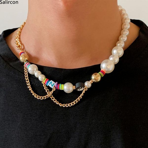 

pendant necklaces punk statement short collar clavicle chain choker necklace for men and women long tassel yinyang accessories jewelry, Silver