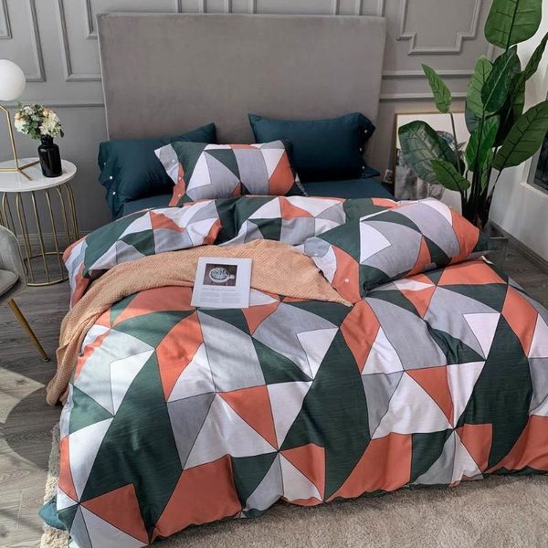

bedding sets geometric orange dark green egyptian cotton set linens full  king size quilt cover fitted sheet pillowcase