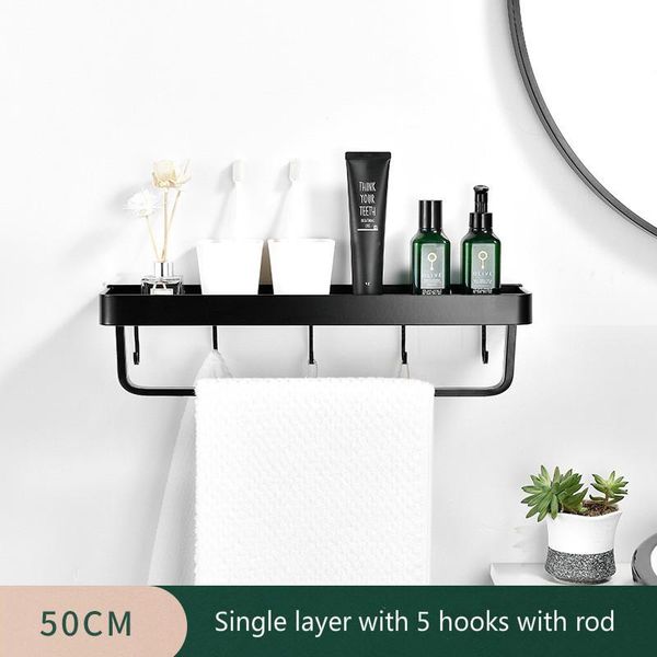 

hanging rod with hook bathroom towel rack hole-alumimum shelves toilet wall-mounted facial cleanser soap storage hooks & rails