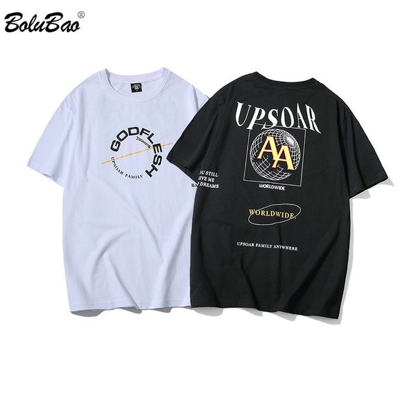 

bolubao fashion men t-shirts summer personality male printing t shirts men's street hip hop style t shirts 210518, White;black