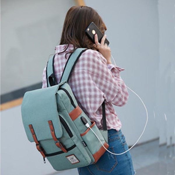 

backpack usb charger bag women canvas backpacks for teenager girls men casual student school fashion travel rucksacks laptop