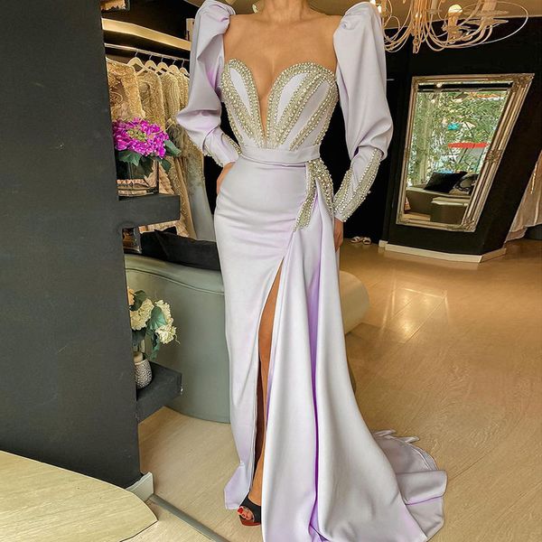 

moroccan caftan evening dress deep v-neck a-line floor length high split special occasion prom party gowns custom made, Black