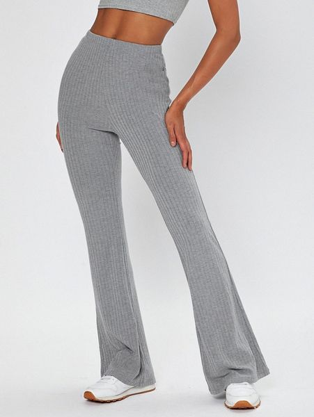 

tall elastic waist flare leg pants f3cy#, Black;white