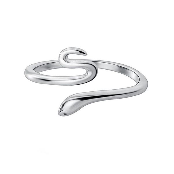 Forma de cobra adorável anel de dedo ajustável aberto para mulheres anéis simples de jóias fina menina presente