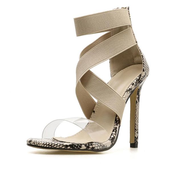 

dress shoes women large size 35-43 high heels zipper party fashion summer women's sandals elastic band thin, Black