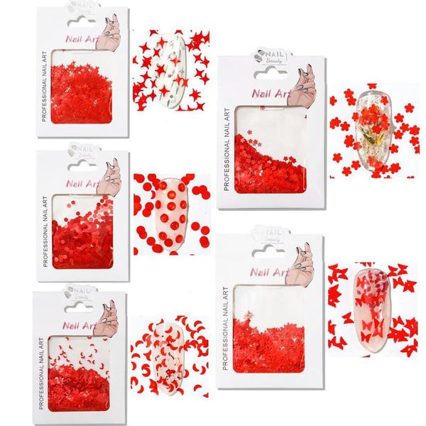 

nail art decorations decoration thin paillette flakes butterfly lip love heart red color 3d sequins, Silver;gold
