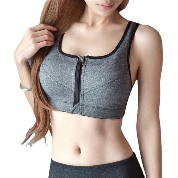 

front zipper sports bra without steel ring gathers yoga fitness shockproof running ladies seamless underwear beauty vest outfit