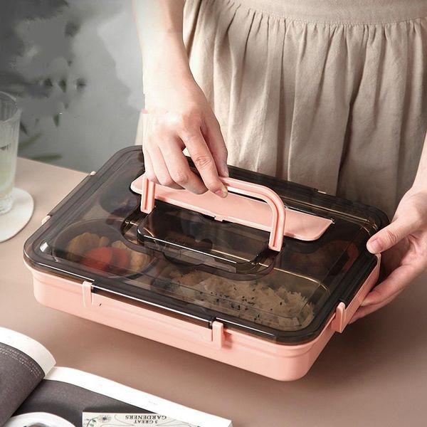 

webcams lunch box four square plastic sealed fast food with cutlery set