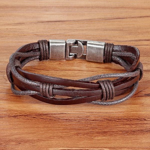

rope chain handmade jewelry men & women bracelet geometrically irregular lines twining pu leather for birthday gift charm bracelets, Golden;silver