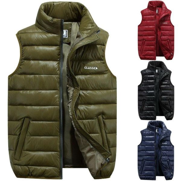 

men's vests 4 colors men casual sleeveless vest coat male padded jacket quilted outwear zip up waistcoat outfits plus size, Black;white