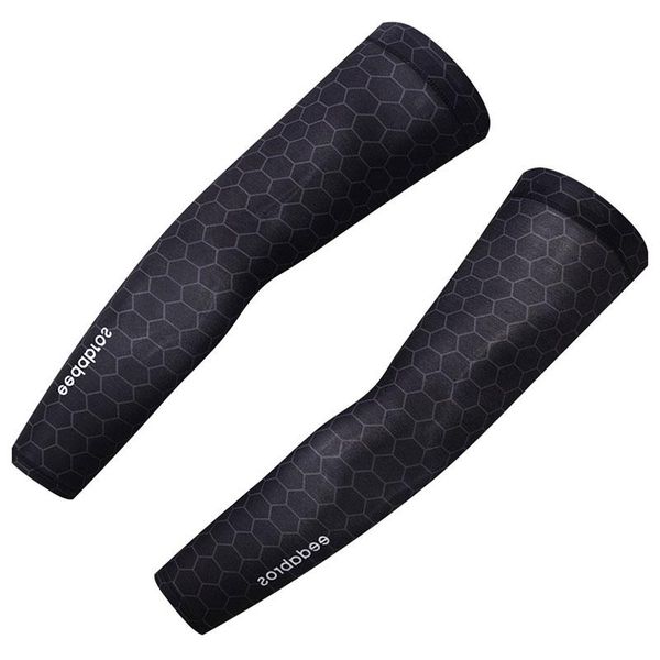 

eedabros 2 pcs summer outdoor riding ice sleeves men's sunsn long elbow & knee pads, Black;gray