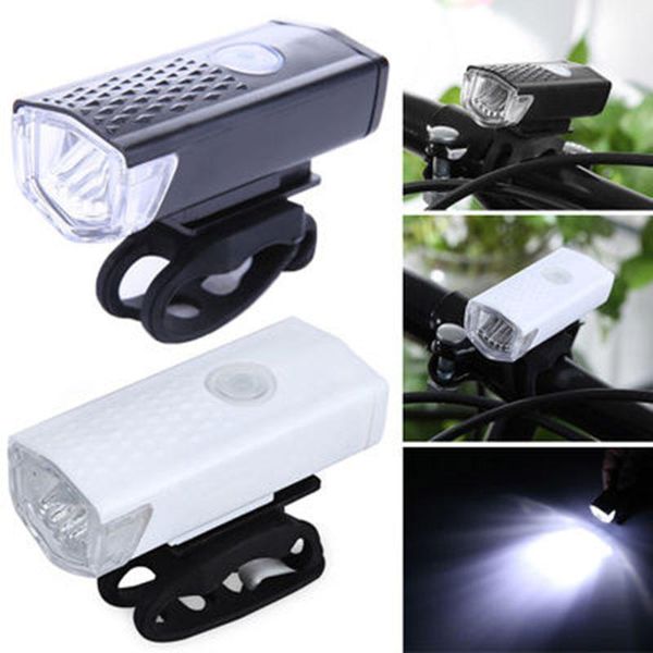 

bike light usb rechargeable 300 lumen 3 mode bicycle front lamp waterproof 6000k headlight cycling led lights