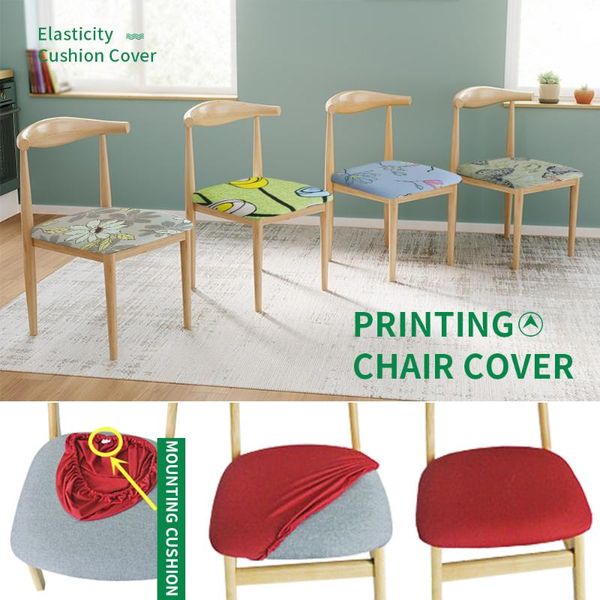 

chair covers seat protector printed kitchen stretch dining cover removable elastic case living room slipcover