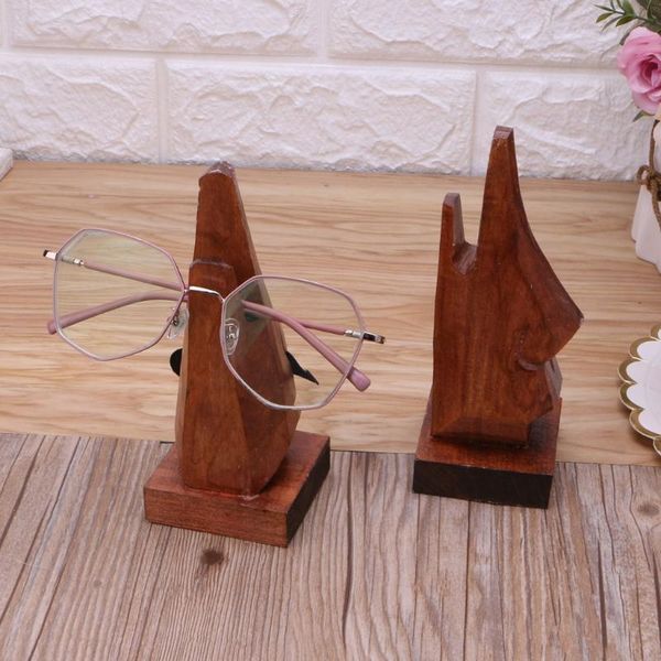 

jewelry pouches, bags wooden nose shaped eyeglass holder wood sunglasses spectacle display stand lx9e, Pink;blue