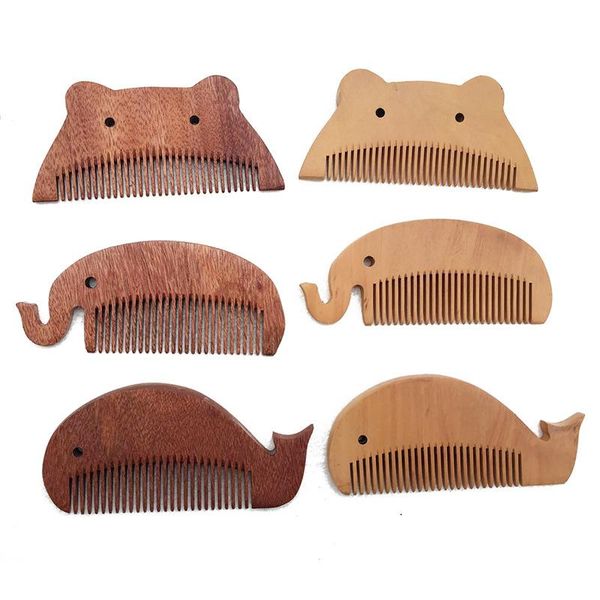 

hair brushes animal world children's cartoon wooden comb elephant little whale bear bangs massage, Silver