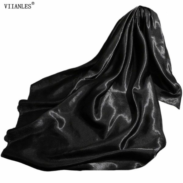 

scarves viianles solid colors women silk scarf fashion shawl long head covering ladies professional squares design satin scaves, Blue;gray