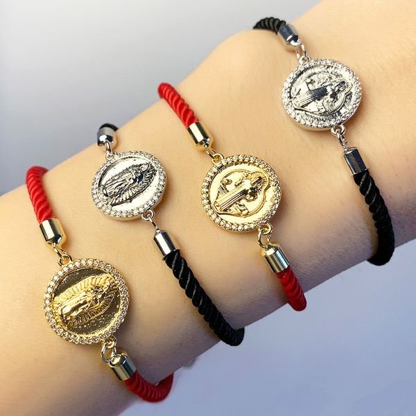 

new jewelry virgin mary couple red rope black rope bracelet brc78, Golden;silver