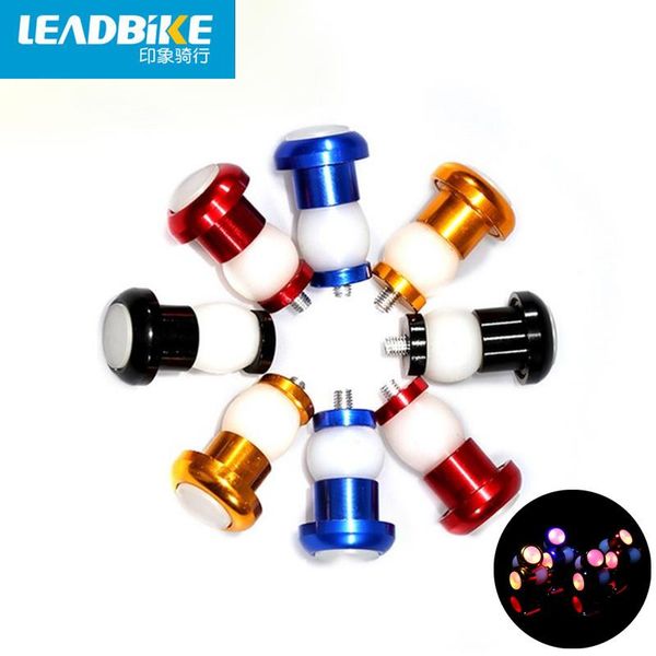 

leadbike a pair of bike bicycle handlebar end plug led light headlight 2 modes safe front cycling warning lamp lights