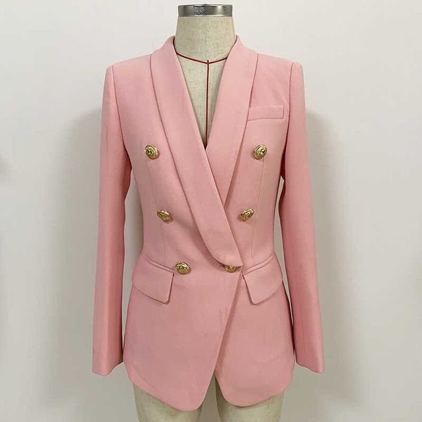 

women jacket feminine suit autumn and winter metal double-breasted ladies blazer temperament office jacket 210527, White;black