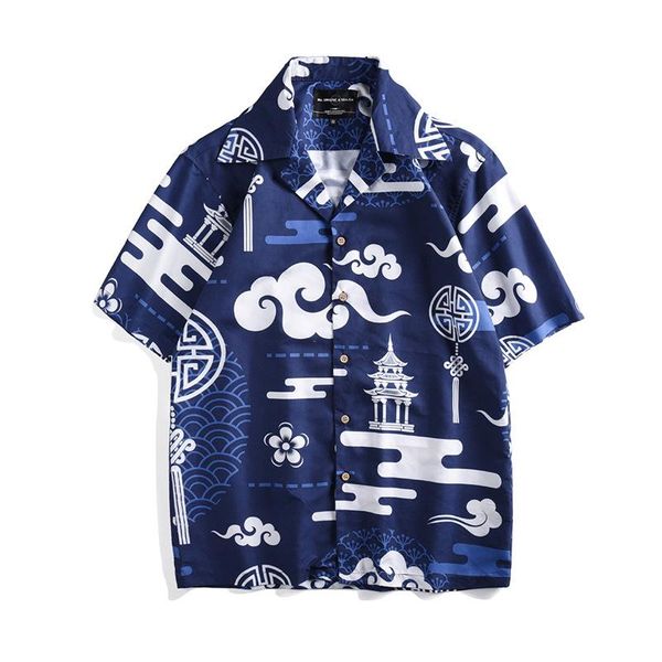 

floral print hawaiian shirt casual tropical beach shirts men summer vintage short sleeve cotton chemise homme men's, White;black