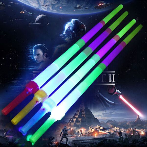 Jogos ao ar livre barra de luz leve retrátil Flash LED de brinquedo Fluorescente Cheer Sticks Telescópica Crianças Toys de Natal 4 Seção Grande Tamanho grande