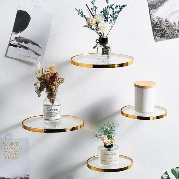 

other home decor simple wall mounted glass ledge rack shelf gold color decorative floating