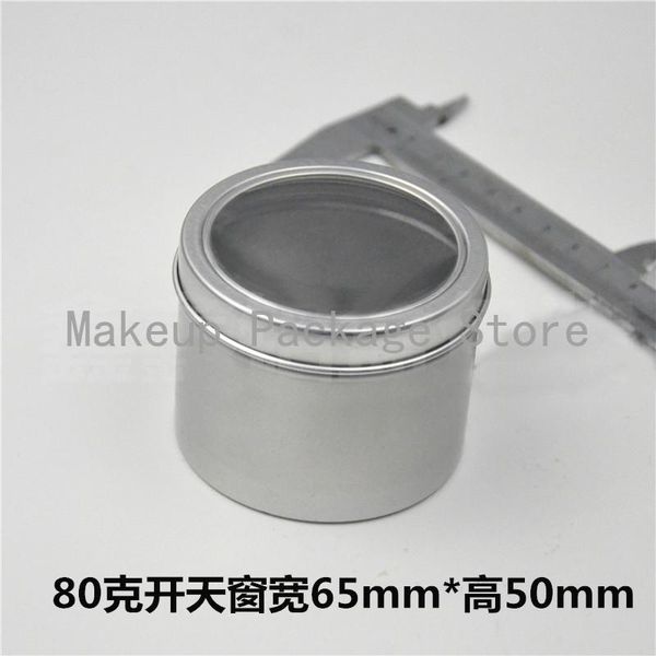 

storage bottles & jars 80g 50pcs/lot refillable empty round aluminum tin bottle 80ml open window cosmetic container box jar