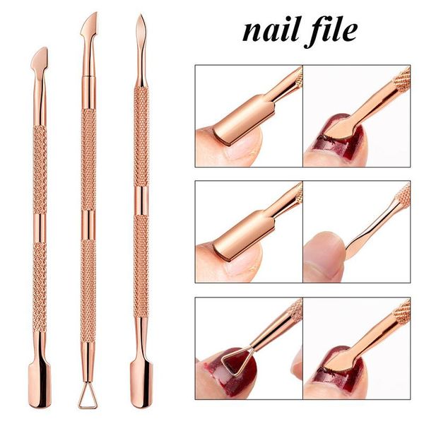 

nail files 1/3pcs cuticle pusher dead-skin remover stainless steel art tool