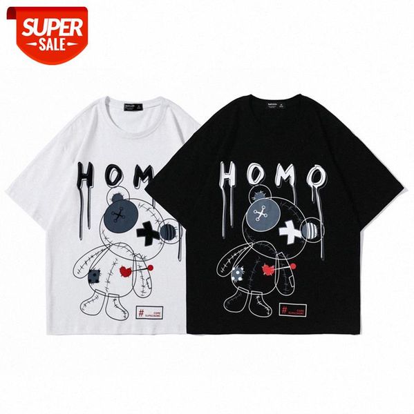 

supkcnxmc tattered puppet bear short sleeve men and women same batch #mo7g, White;black