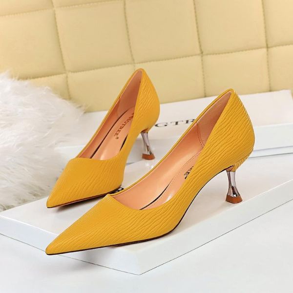 

dress shoes women stiletto 6cm high heels pumps thin heel leather pointed toe ladies party wedding woman, Black