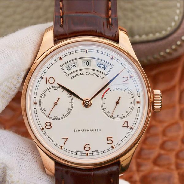 

wristwatches watch for men iw503504 rose gold 44mm automatic mechanical leather strap luxury 1:1, Slivery;brown