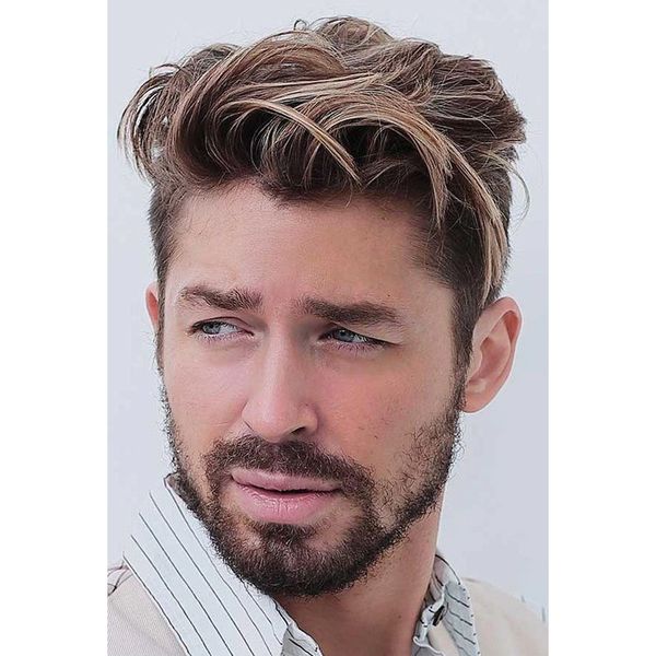 

breathable synthetic wigs short men's 2021 brown partial, Black