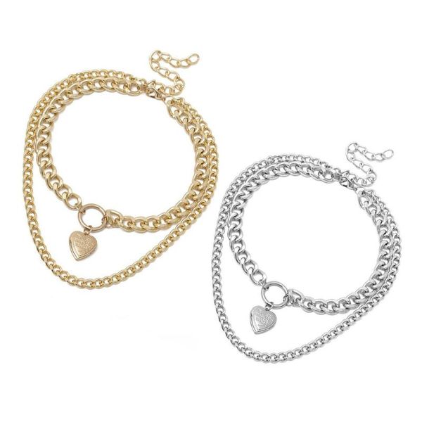 

chains vintage exaggeration women collar statement multi-layer coin pendant necklace pearl chain punk choker, Silver