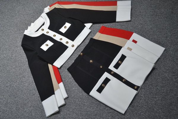 

casual dresses 4 colord ladies hl bandage 2 pieces bodycon mini dress button fashion celebrity club party high quality, Black;gray