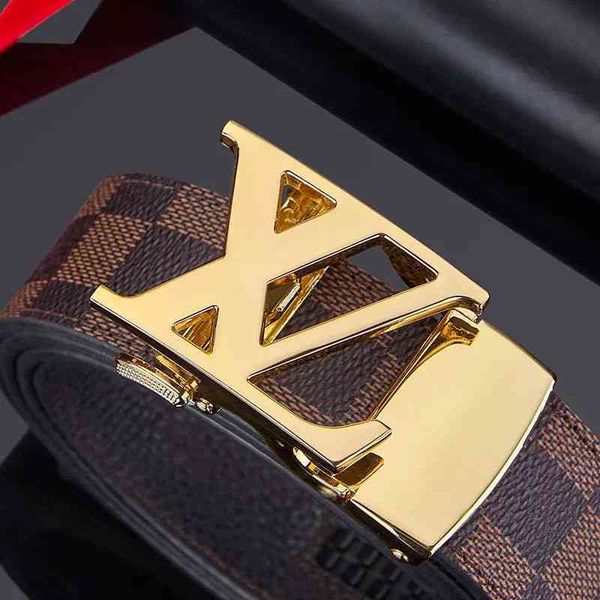 

waistbands new highend men's automatic belt buckle pure leather fashion versatile trend middleaged and young leisure pants gift box, Black;brown
