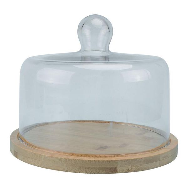 

pc pastry plate snack tray household bread with glass cover convenient (s, khaki) baking & tools