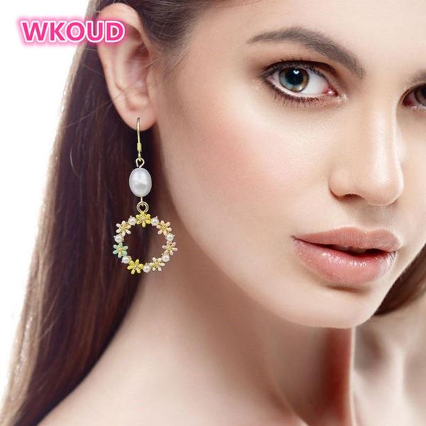 

dangle & chandelier 2021 fashion korean gold earrings natural pearl flower drop jewelry for women, Silver