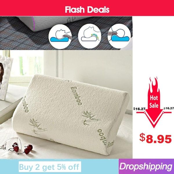 

pillow sleeping bamboo memory foam orthopedic neck protection ergonomic slow rebound health care bedding drop