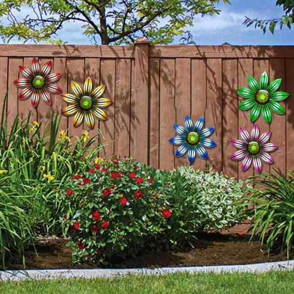 Dekorative Objekte Figuren Metall Blume Wand Kunst Skulptur Outdoor Hängen Ornament Home Decor 2021 Für Garten O4P1