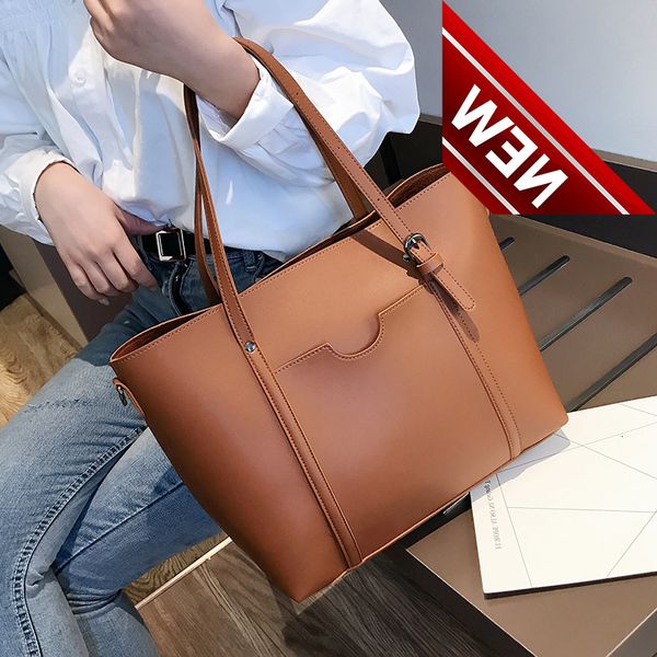 

large solid color handbags leather shoulder designer women messenger ladies casual tote bags sac a main