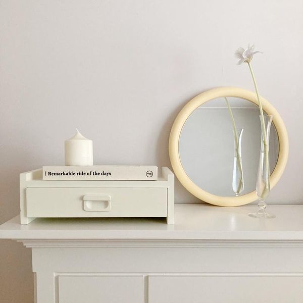 

mirrors retro makeup mirror decorative wooden cream white korean home decor
