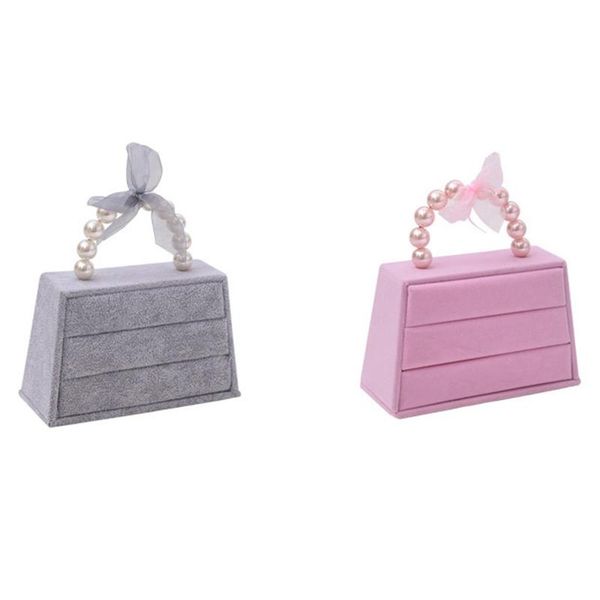 

jewelry pouches, bags velvet suede ring earrings organizer ear studs display stand holder rack showcase plate fashion box case casket, Pink;blue
