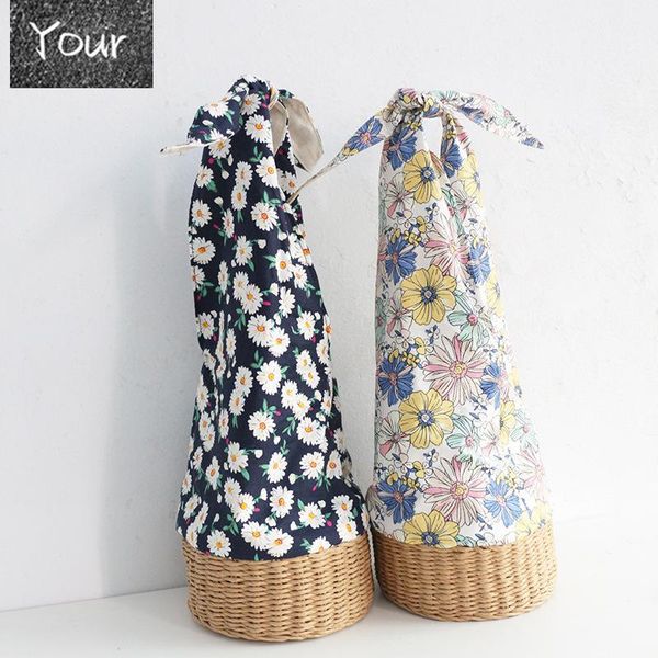 

evening bags casual daisy canvas women shoulder design straw handbags wicker woven summer beach rattan bag lady large capacity tote bali